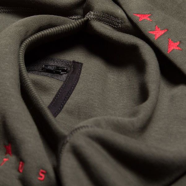 Fifth hoodie dark olive/red TITOS star logo