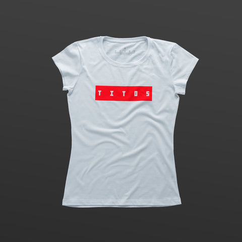 Third women's T-shirt white/red TITOS block logo