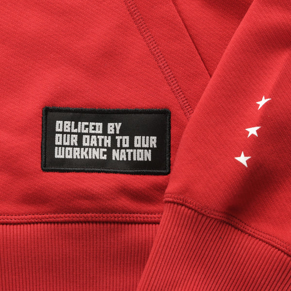 7th hoodie+zip red/white with TITOS star logo