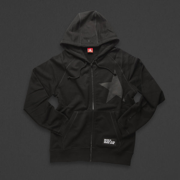 7th hoodie+zip black/black with TITOS star logo