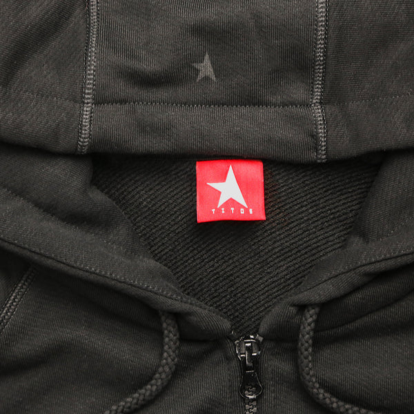 7th hoodie+zip black/black with TITOS star logo