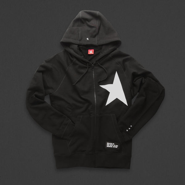 7th hoodie+zip black/white with TITOS star logo