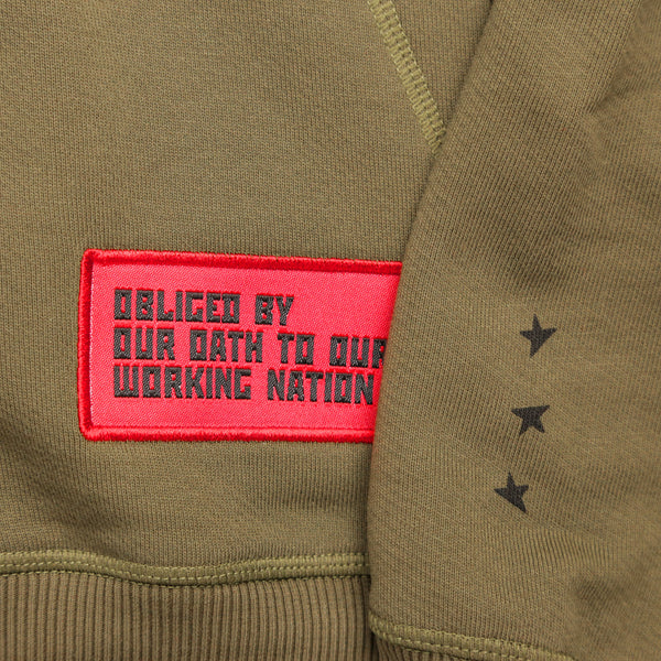 7th hoodie+zip olive/black with TITOS star logo