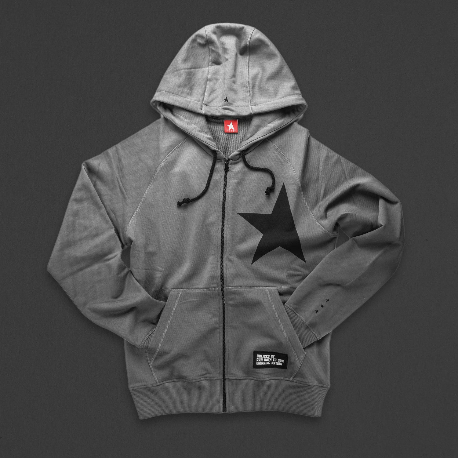 7th hoodie+zip pewter/black with TITOS star logo