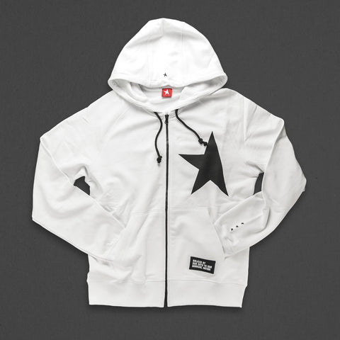 7th hoodie+zip white/black with TITOS star logo