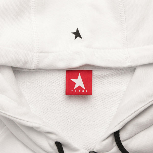 7th hoodie+zip white/black with TITOS star logo