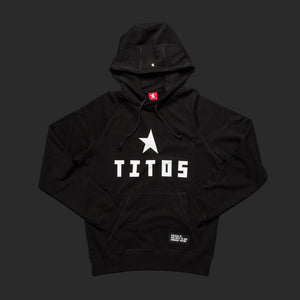 8th TITOS hoodie black/white with star + letters logo