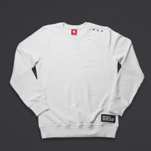 15th wmn's TITOS crewneck white/black small 3 star logo