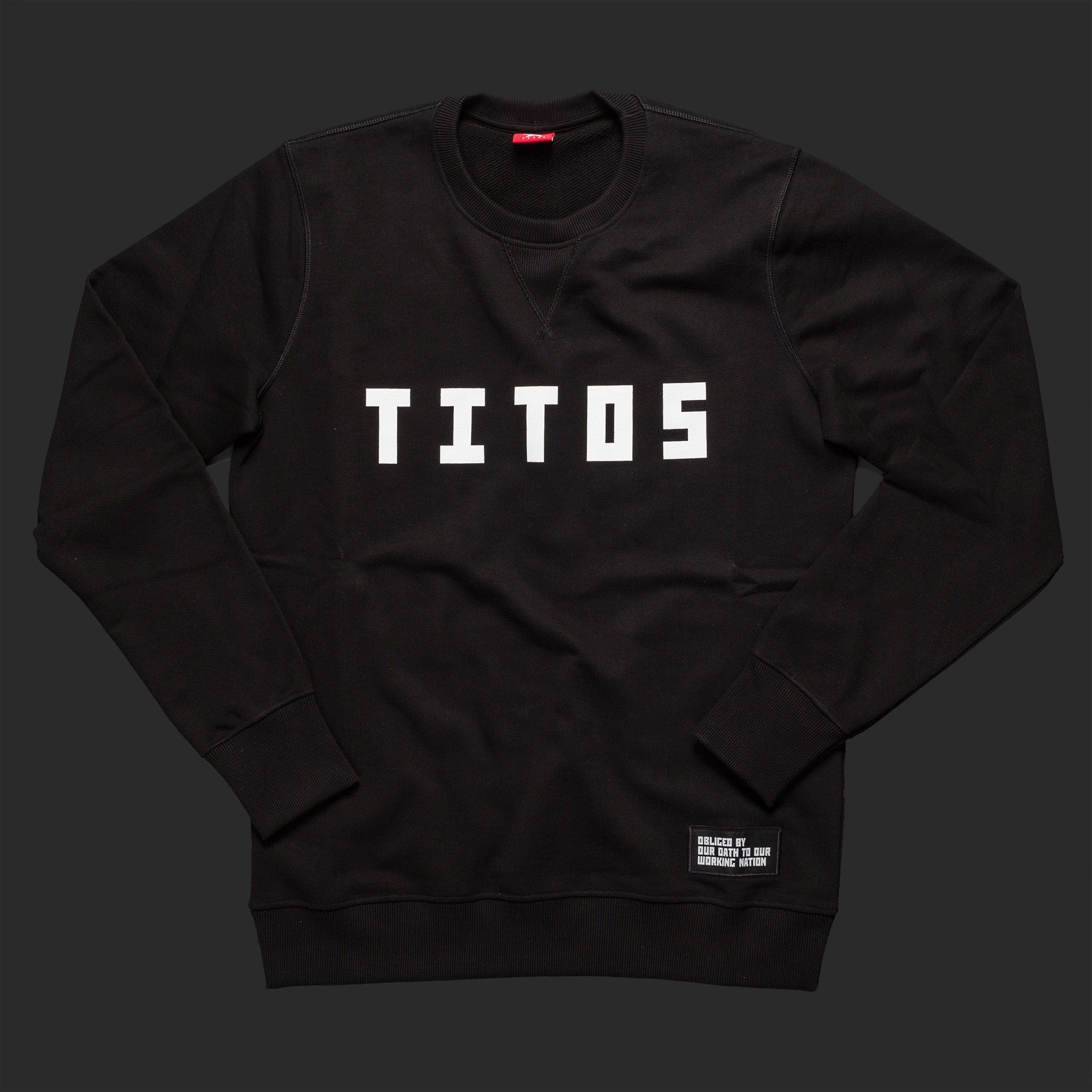 12th TITOS crewneck black/white letter chest logo