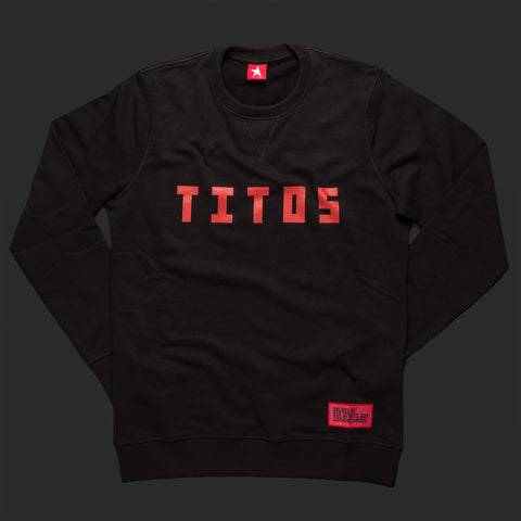 12th TITOS crewneck black/red letter chest logo