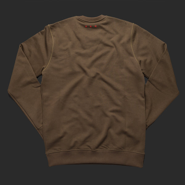 12th TITOS crewneck olive/red letter chest logo