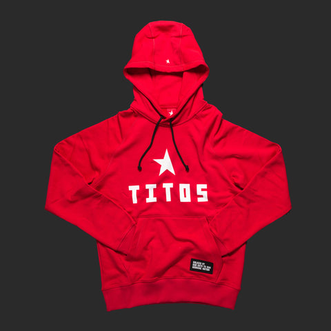 8th TITOS hoodie red/white with star + letters logo