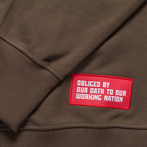 12th TITOS crewneck olive/red letter chest logo