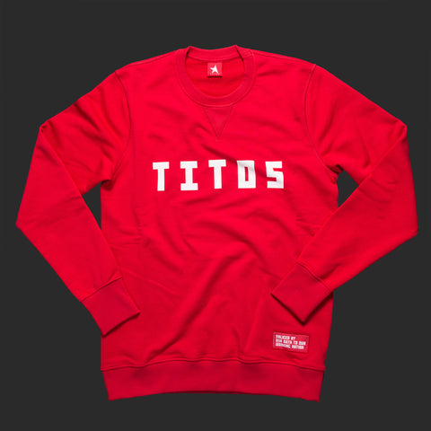 12th TITOS crewneck red/white letter chest logo