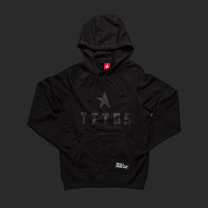 8th TITOS hoodie black/black with star + letters logo