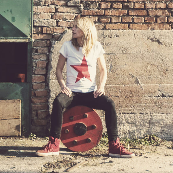 First women's T-shirt white/red TITOS star logo