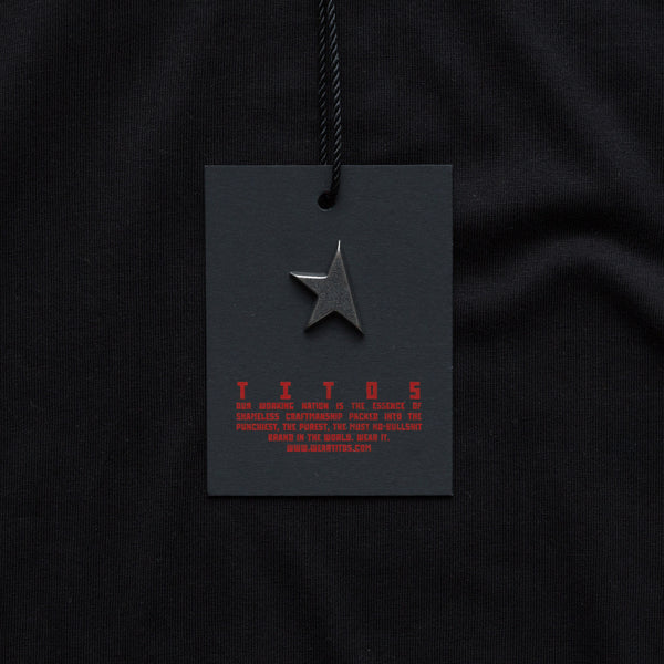 Fourth T-shirt black/red TITOS 3 star block logo