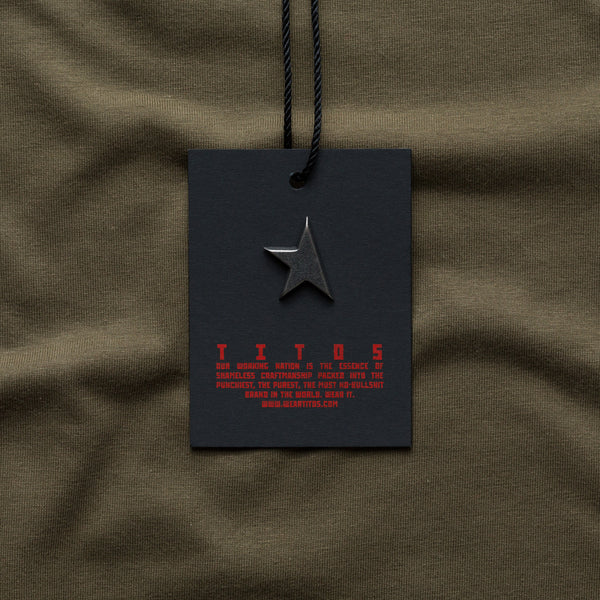 Third T-shirt olive/red TITOS block logo