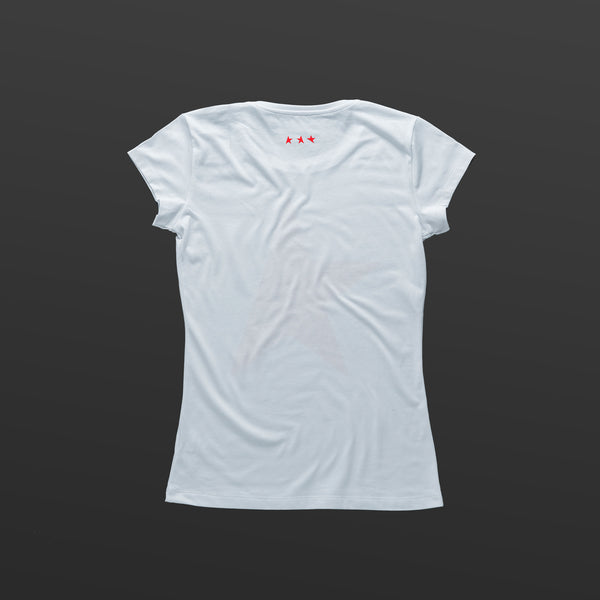 Second women's T-shirt white/red TITOS 5X5 letters