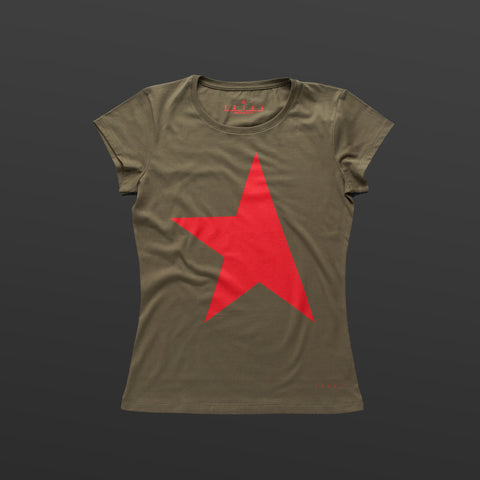 First women's T-shirt olive/red TITOS star logo