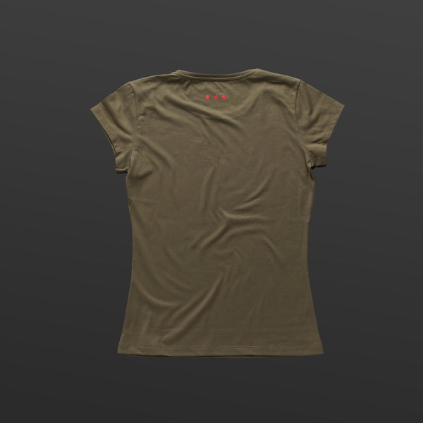 First women's T-shirt olive/red TITOS star logo