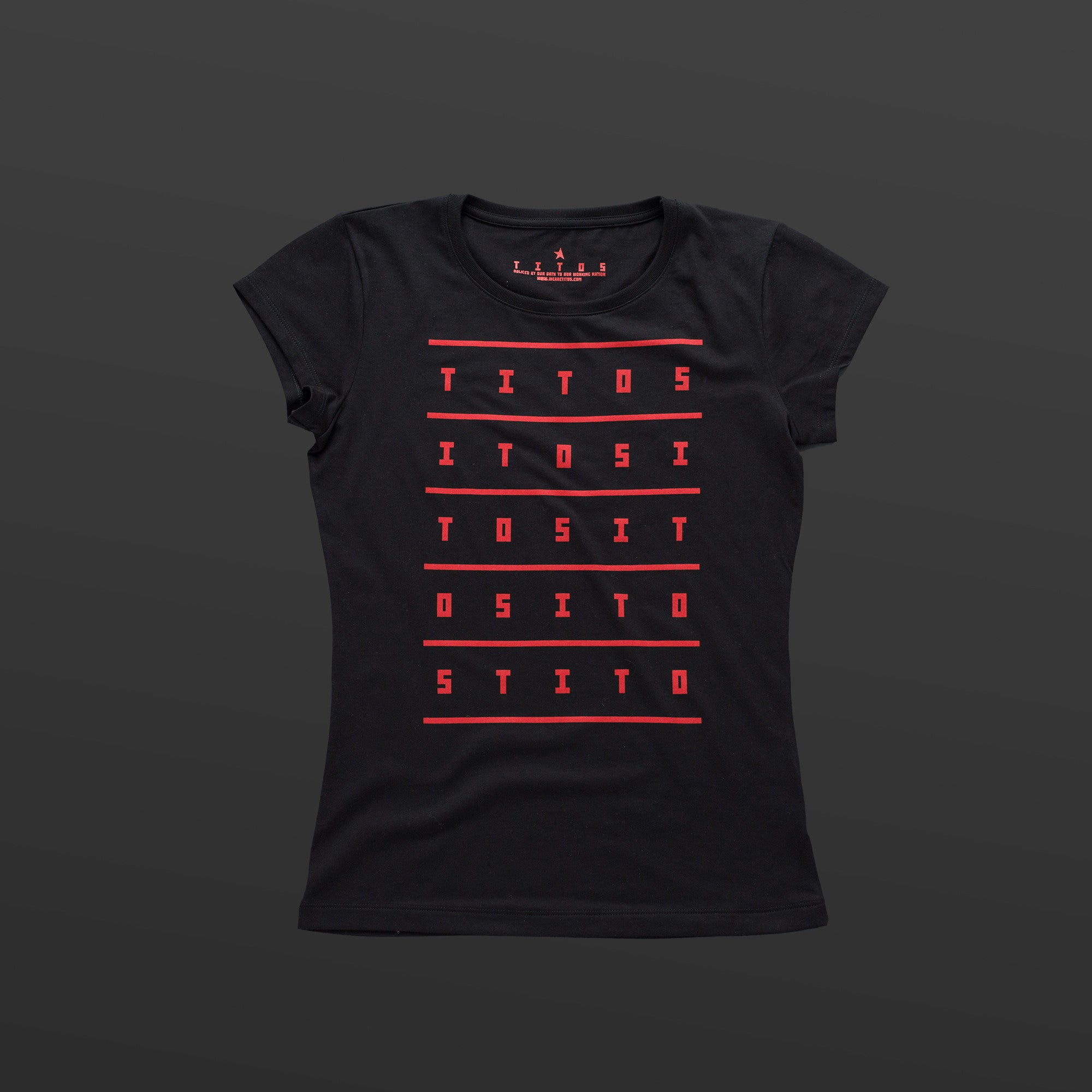 Second women's T-shirt black/red TITOS 5X5 letters