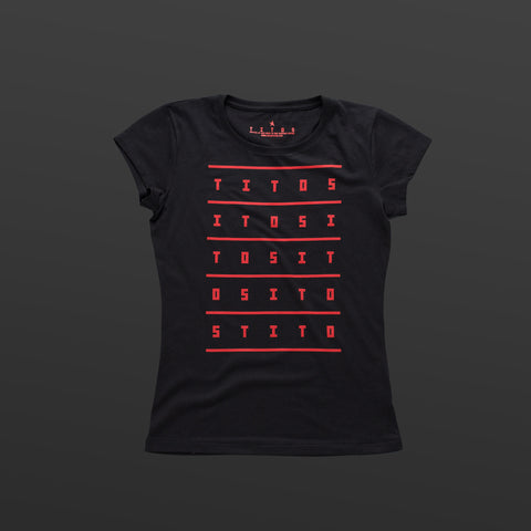 Second women's T-shirt black/red TITOS 5X5 letters
