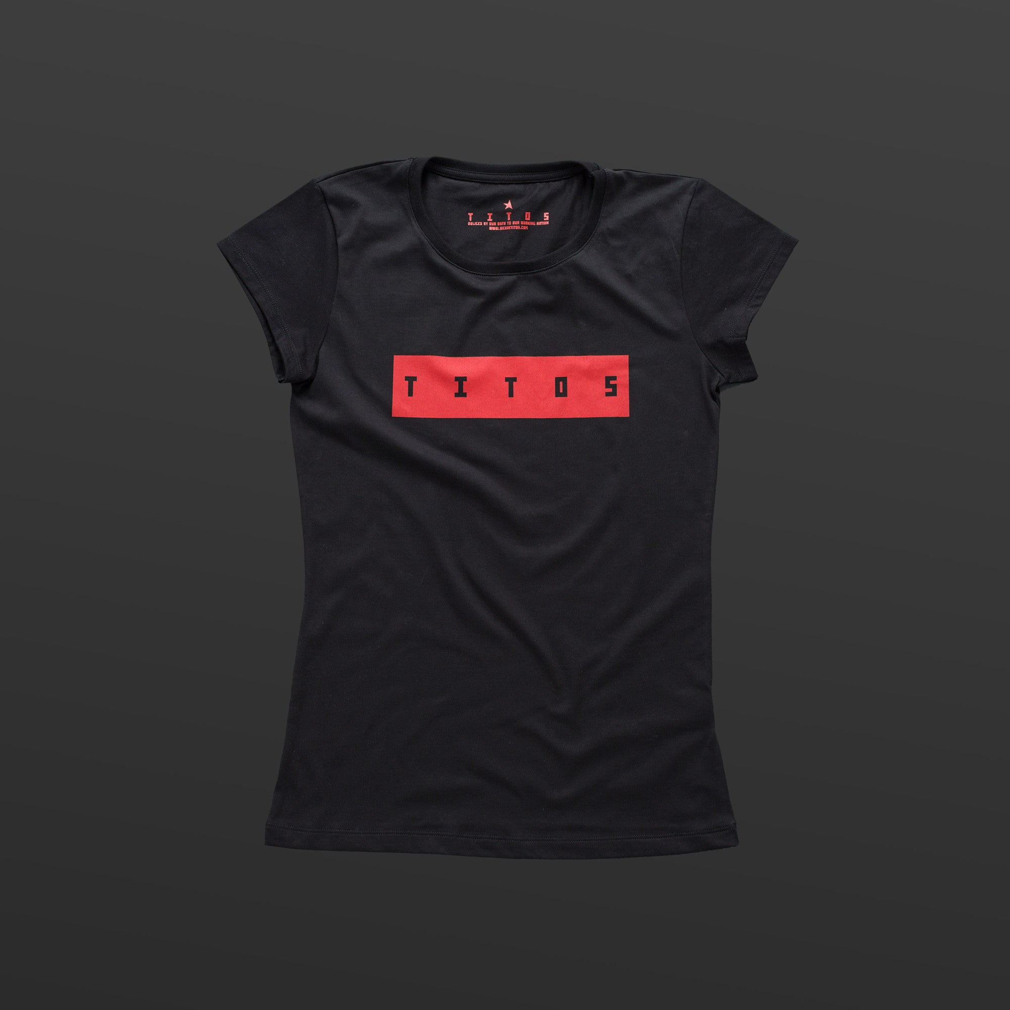 Third women's T-shirt black/red TITOS block logo