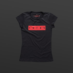 Third women's T-shirt black/red TITOS block logo