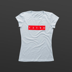 Third women's T-shirt white/red TITOS block logo