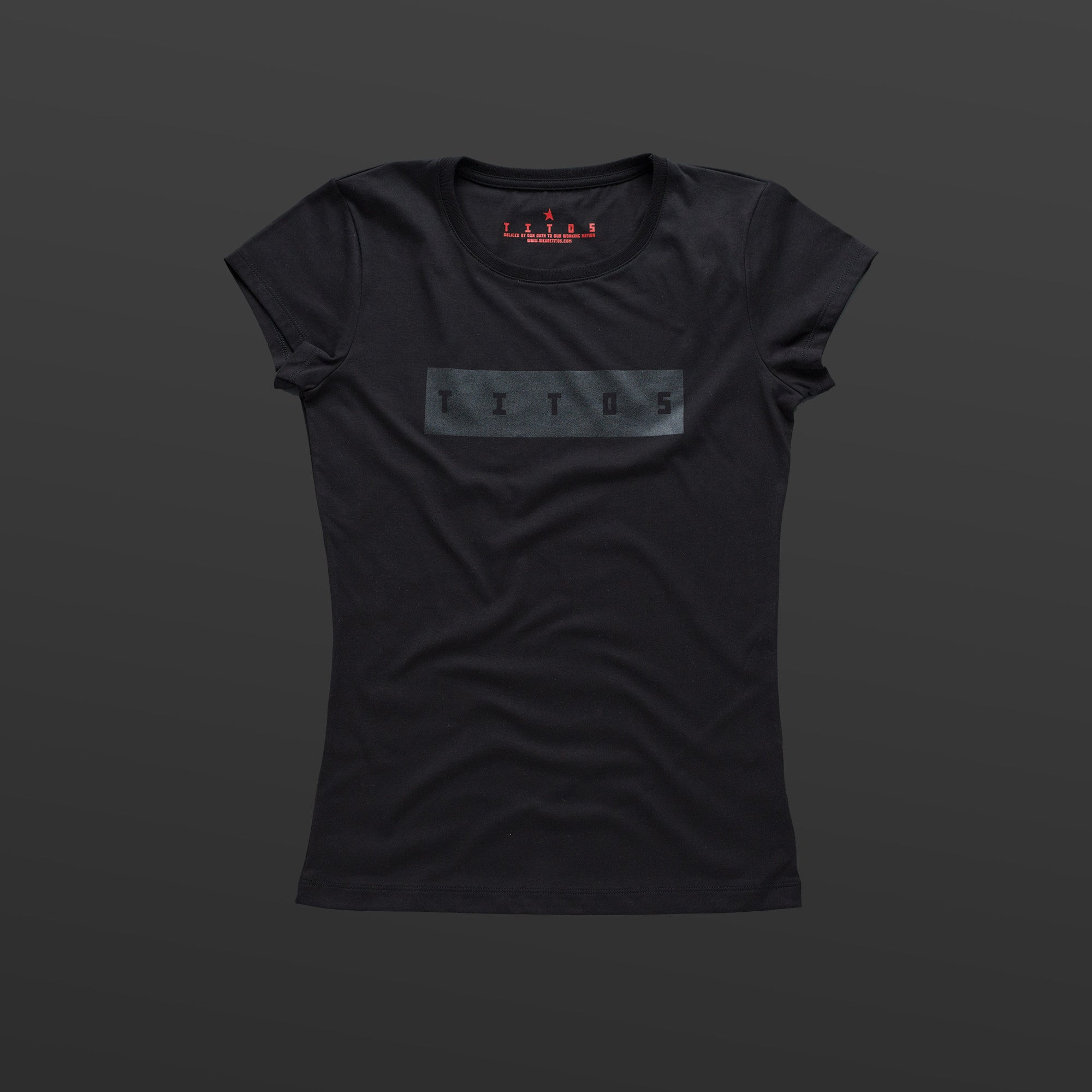 Third women's T-shirt black/black TITOS block logo