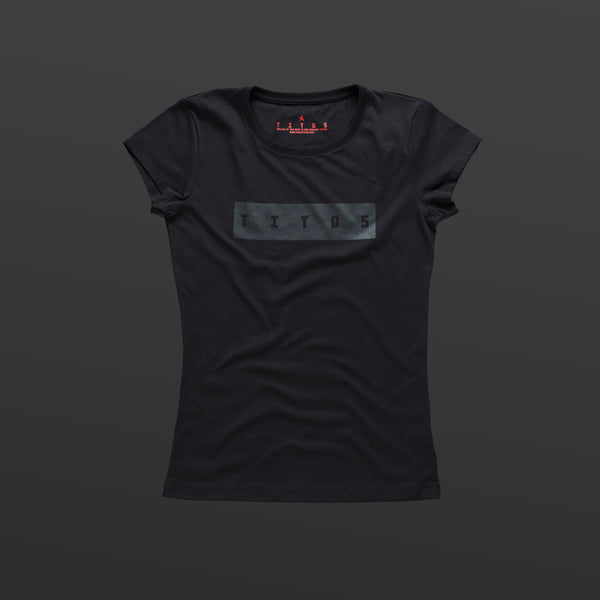 Third women's T-shirt black/black TITOS block logo