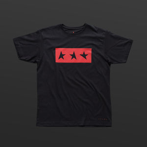 Fourth T-shirt black/red TITOS 3 star block logo