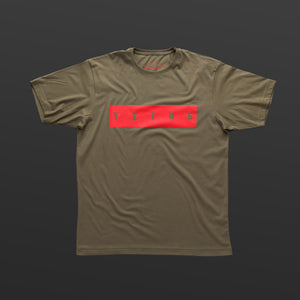 Third T-shirt olive/red TITOS block logo