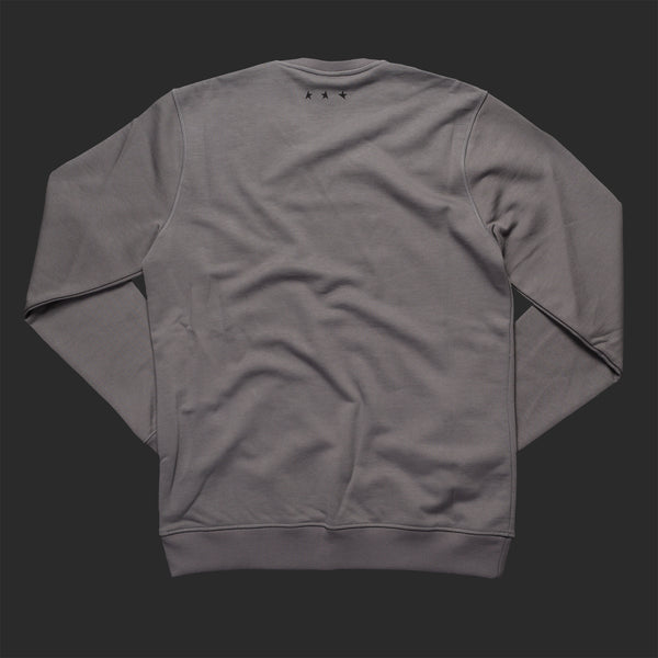 12th TITOS crewneck pwtr/blk letter chest logo