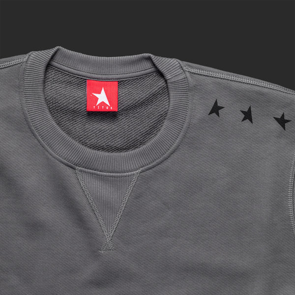 11th TITOS crewneck pwtr/blk small 3 star logo