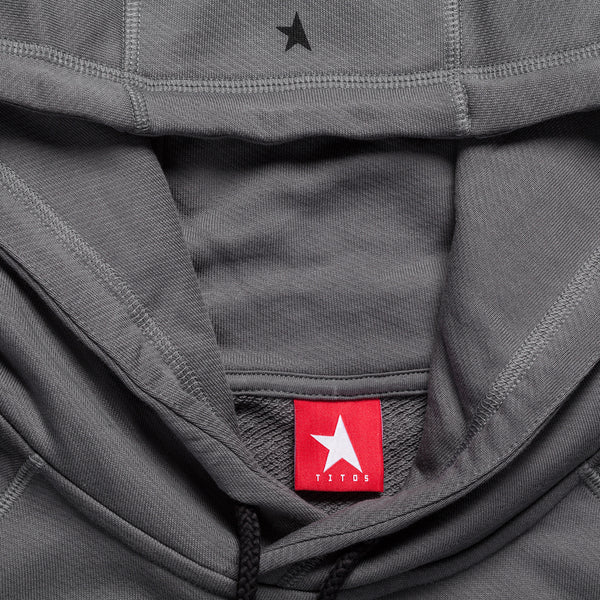 8th TITOS hoodie pewter/black with star + letters logo