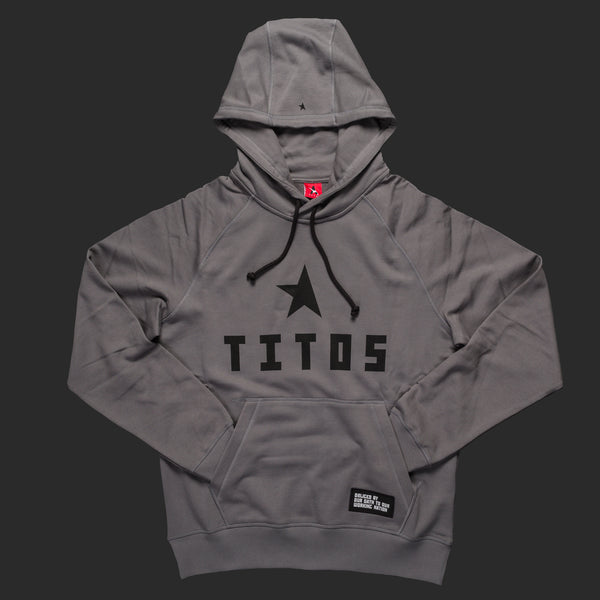 8th TITOS hoodie pewter/black with star + letters logo
