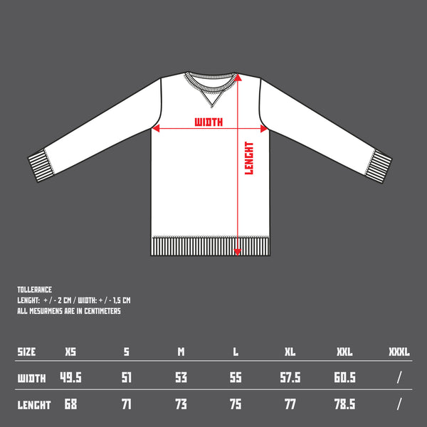 12th TITOS crewneck red/white letter chest logo