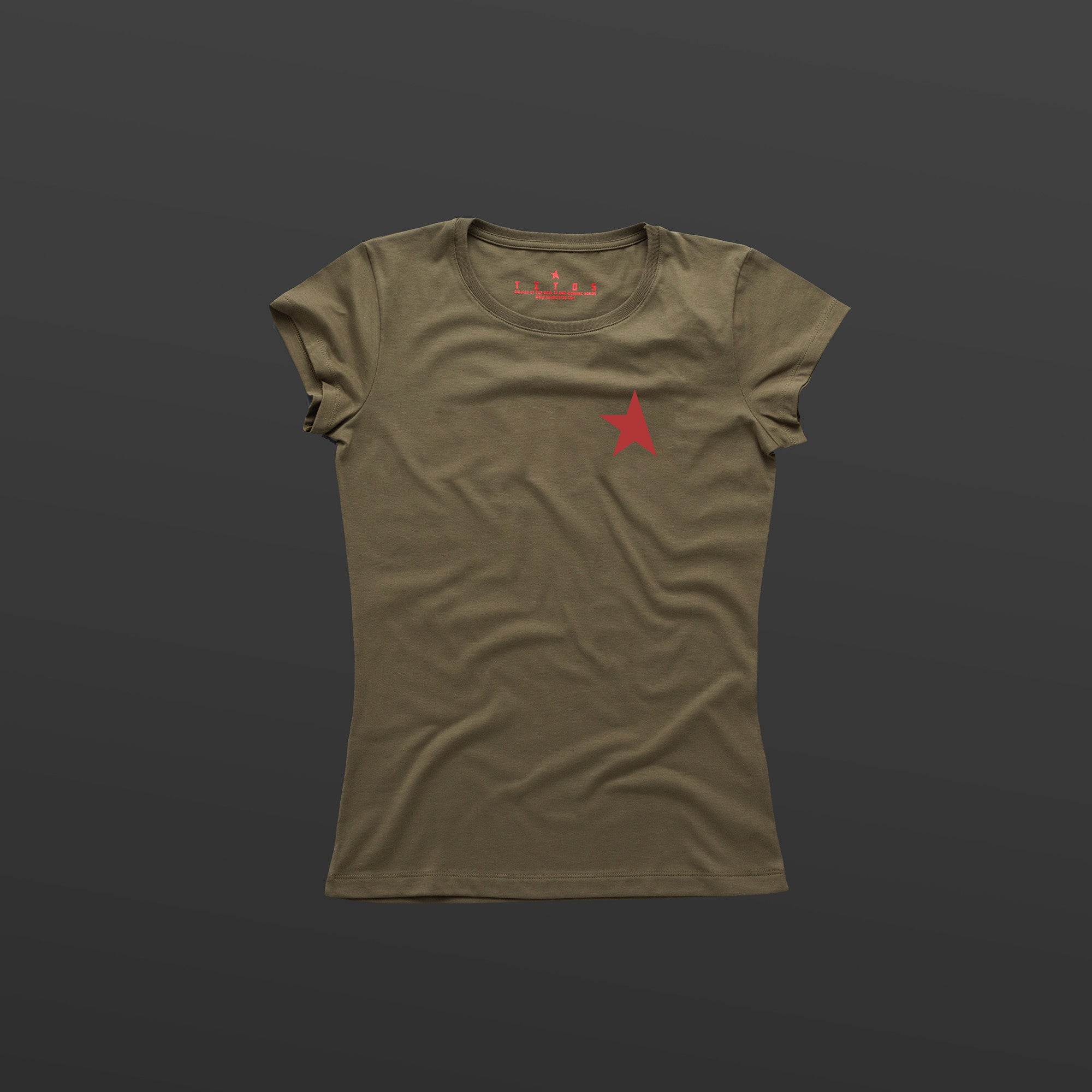 8th women's TITOS t-shirt olive/red small star logo