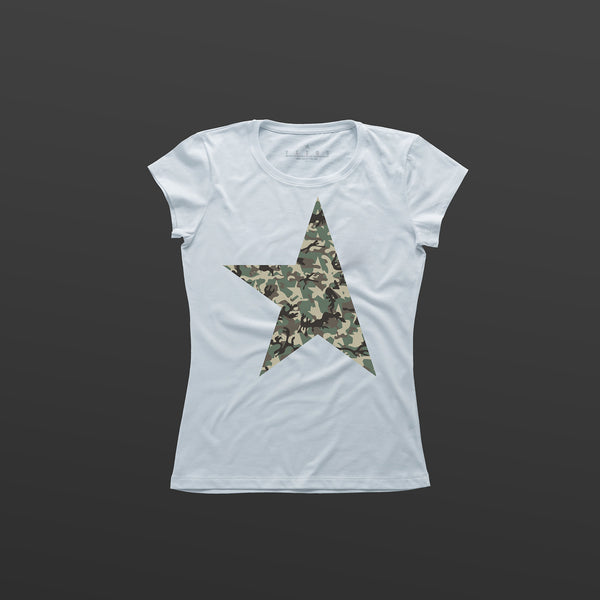 First women's T-shirt white/camo TITOS star logo