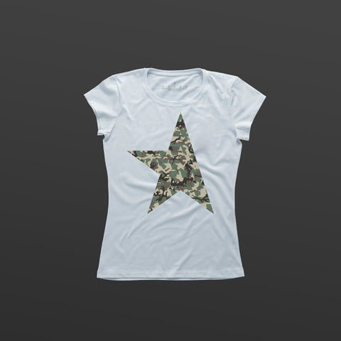 First women's T-shirt white/camo TITOS star logo